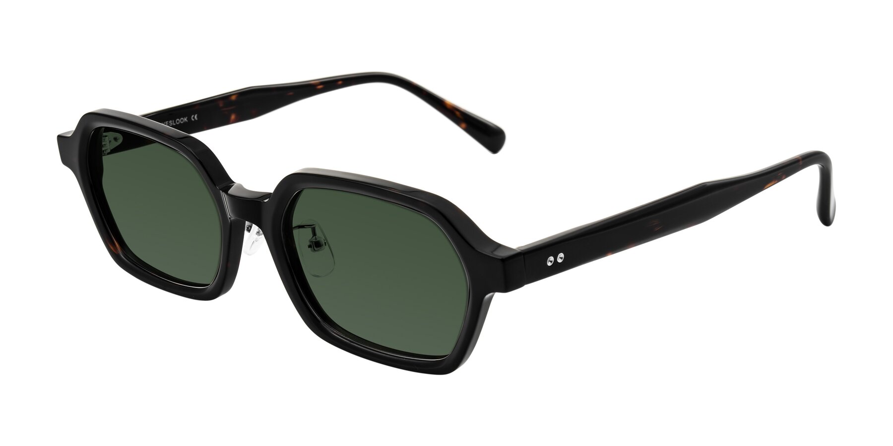 Angle of Hicles in Dark Tortoise with Green Tinted Lenses