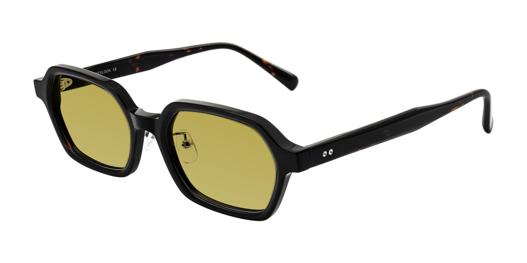 Angle of Hicles in Dark Tortoise with Champagne Tinted Lenses