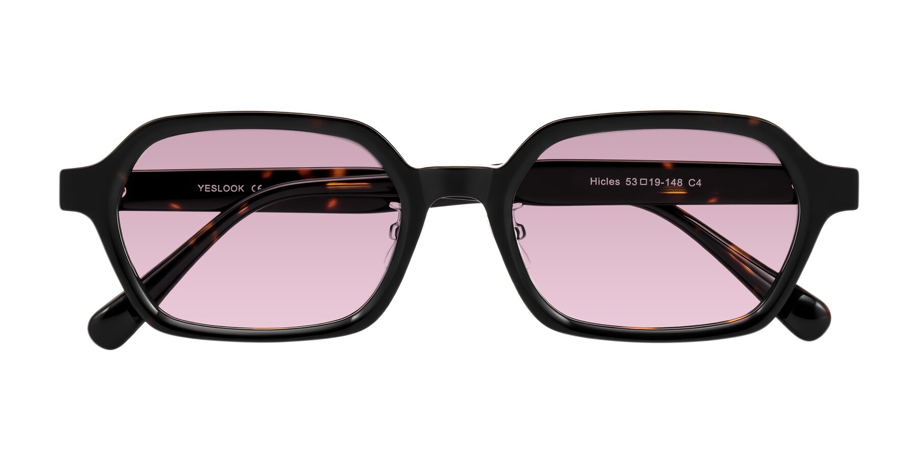 Folded Front of Hicles in Dark Tortoise with Light Wine Tinted Lenses