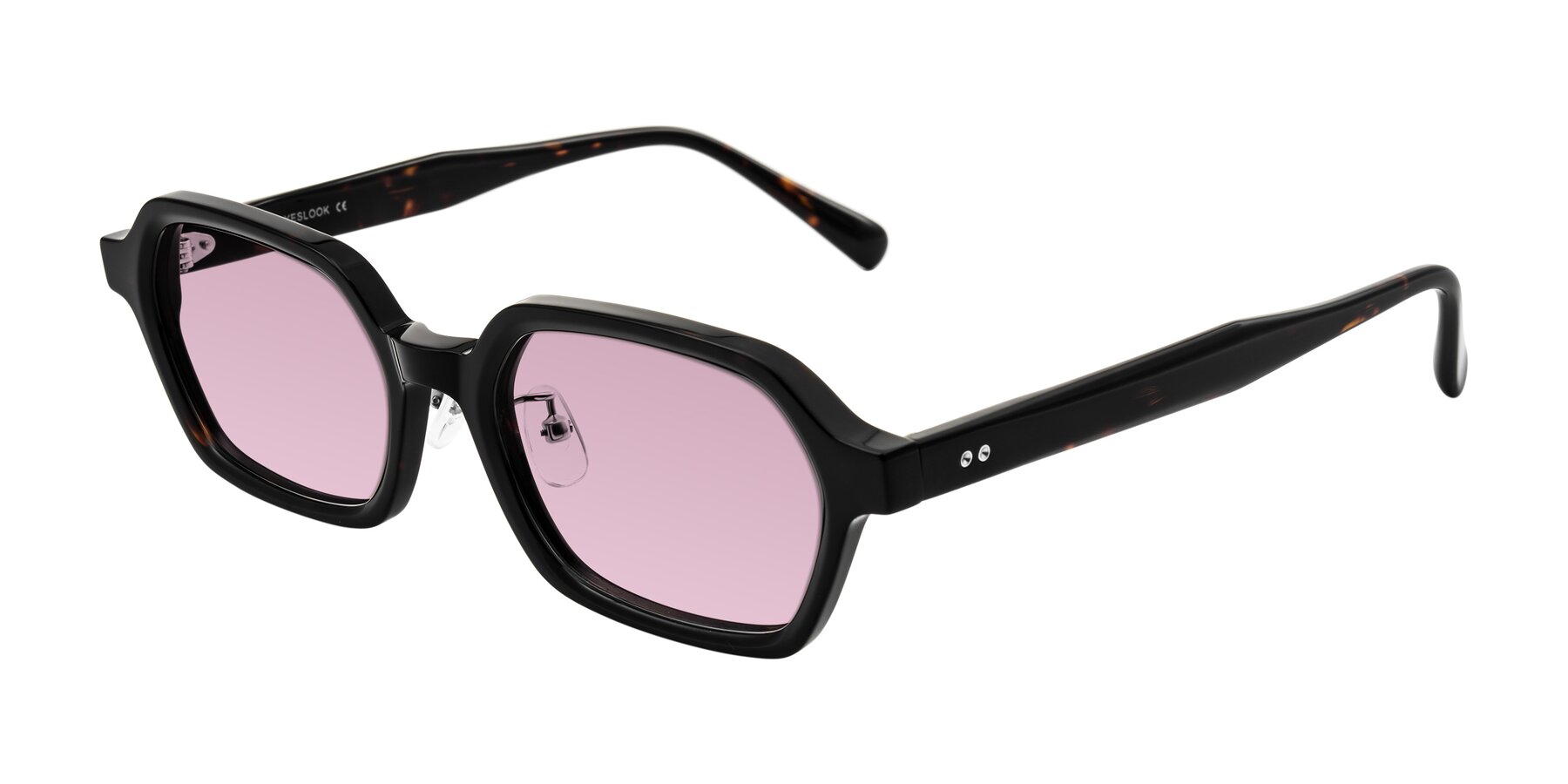 Angle of Hicles in Dark Tortoise with Light Wine Tinted Lenses