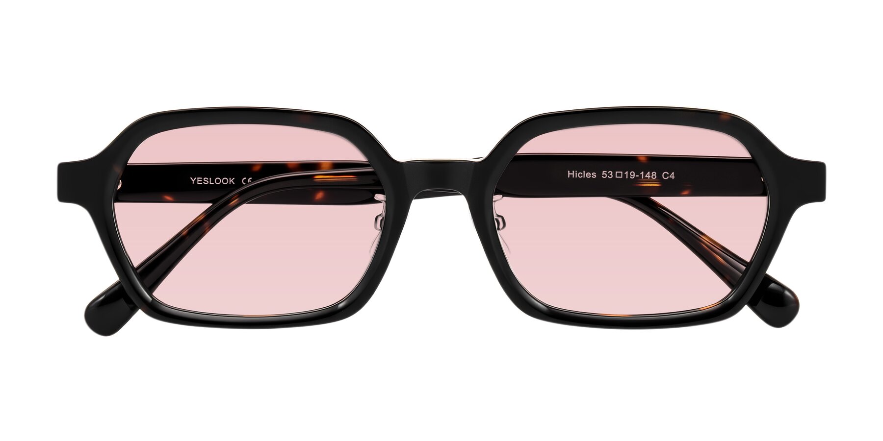 Folded Front of Hicles in Dark Tortoise with Light Garnet Tinted Lenses