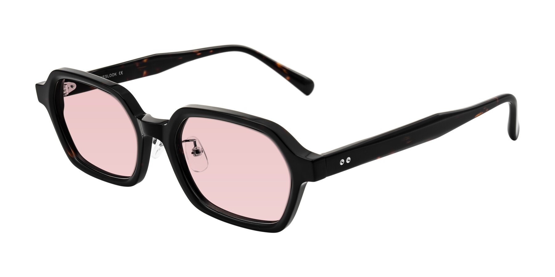 Angle of Hicles in Dark Tortoise with Light Garnet Tinted Lenses