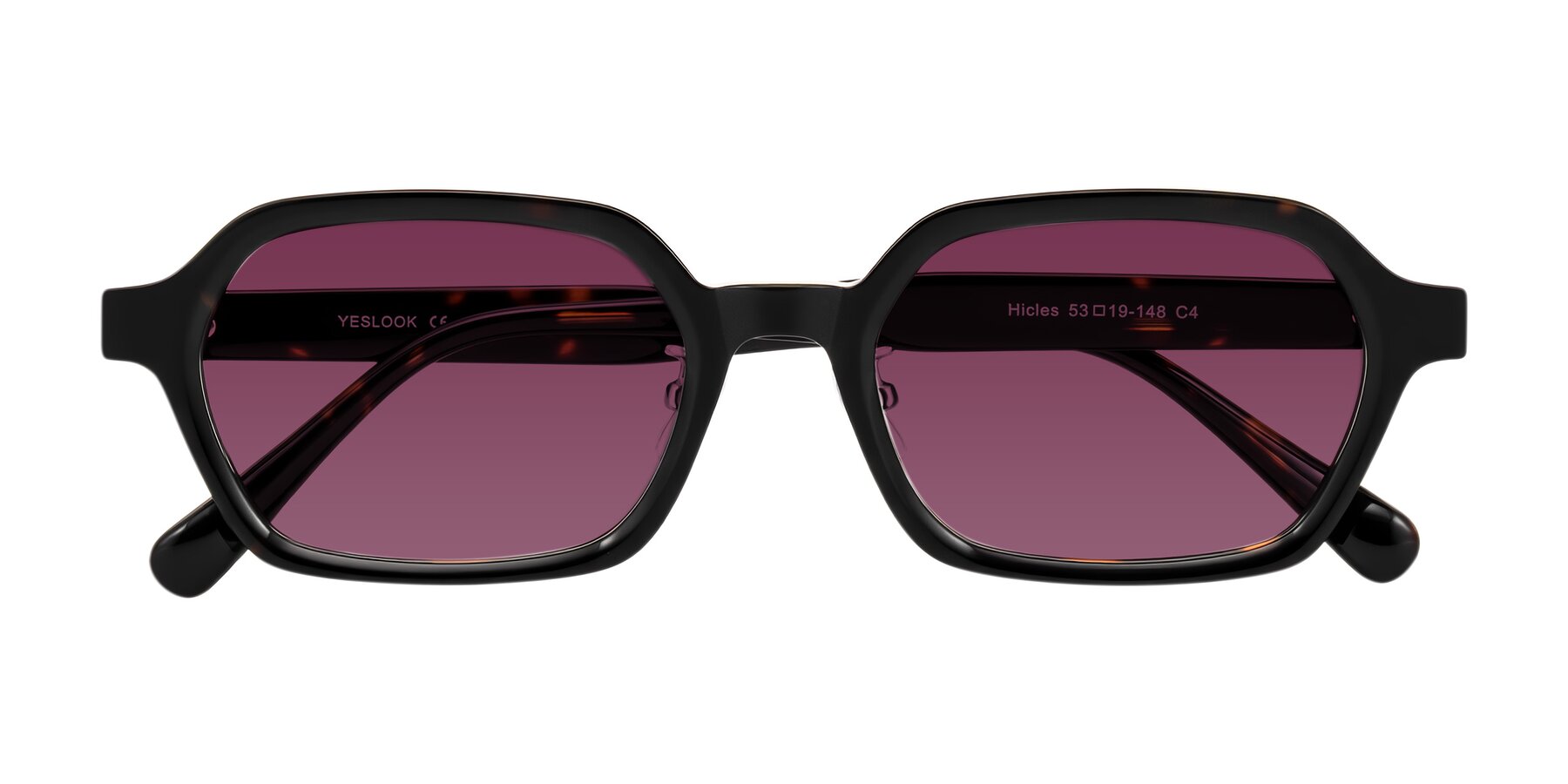 Folded Front of Hicles in Dark Tortoise with Wine Tinted Lenses