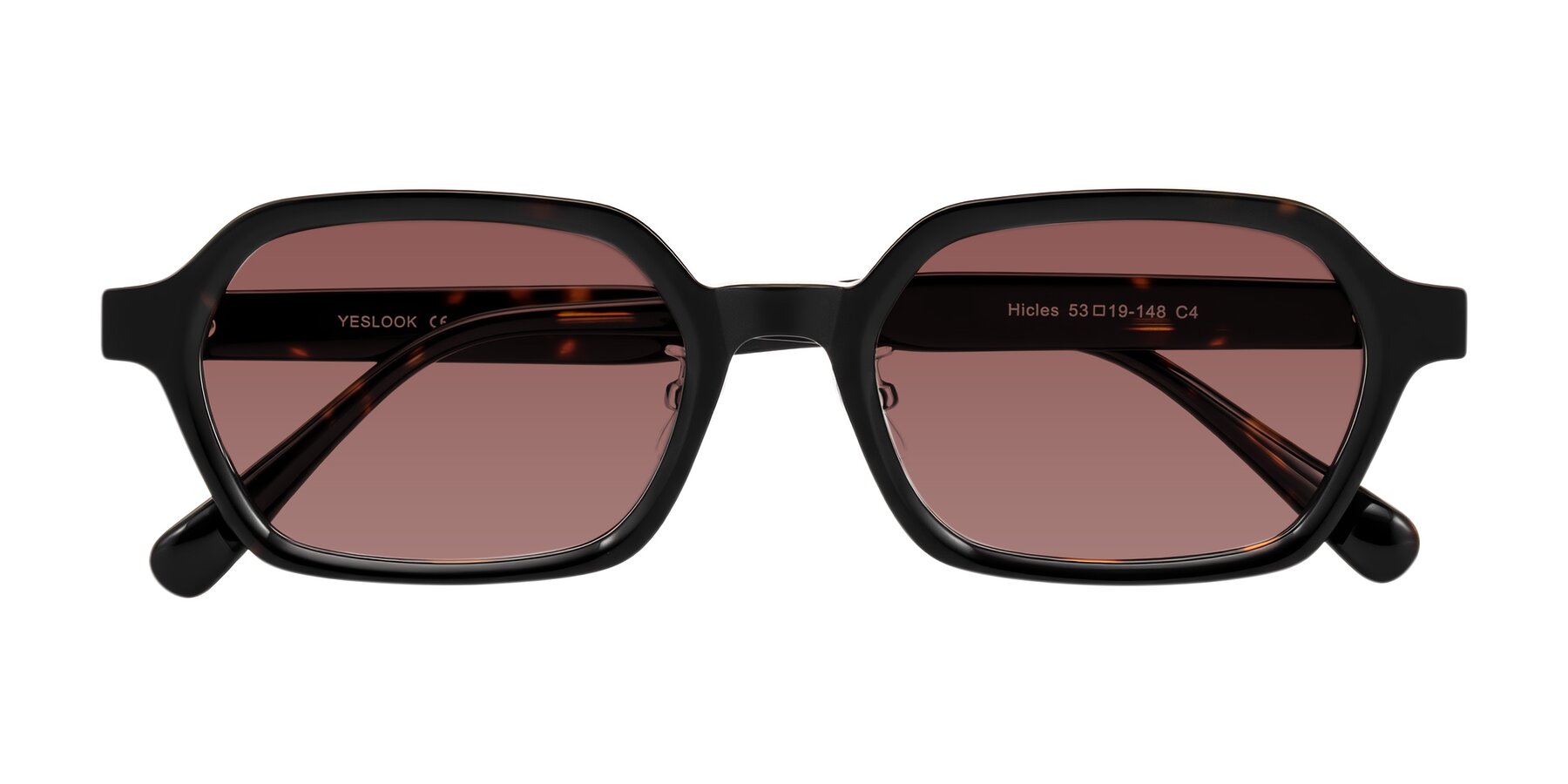 Folded Front of Hicles in Dark Tortoise with Garnet Tinted Lenses