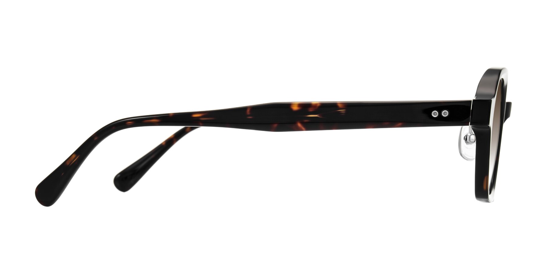 Side of Hicles in Dark Tortoise with Brown Gradient Lenses