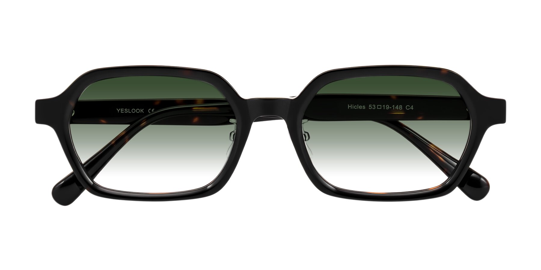 Folded Front of Hicles in Dark Tortoise with Green Gradient Lenses