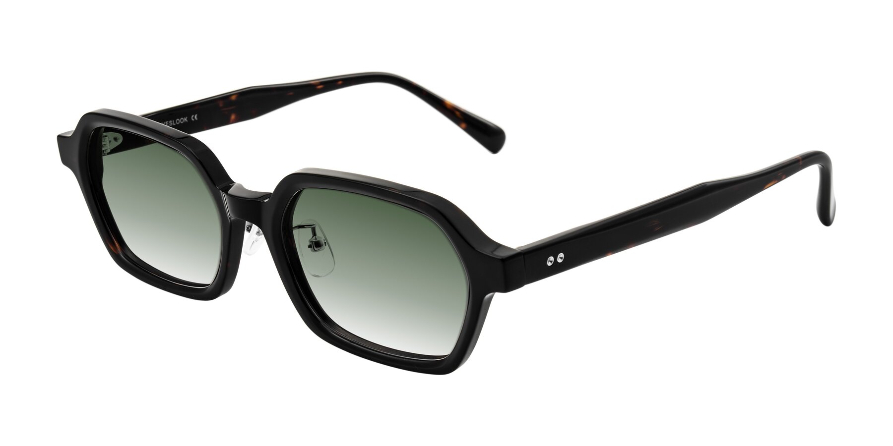Angle of Hicles in Dark Tortoise with Green Gradient Lenses