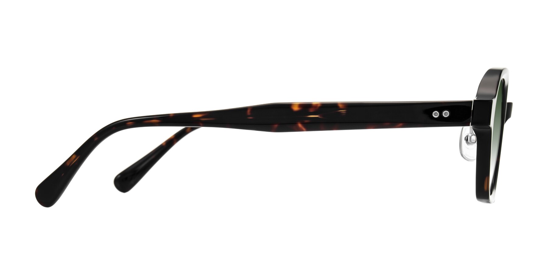 Side of Hicles in Dark Tortoise with Green Gradient Lenses