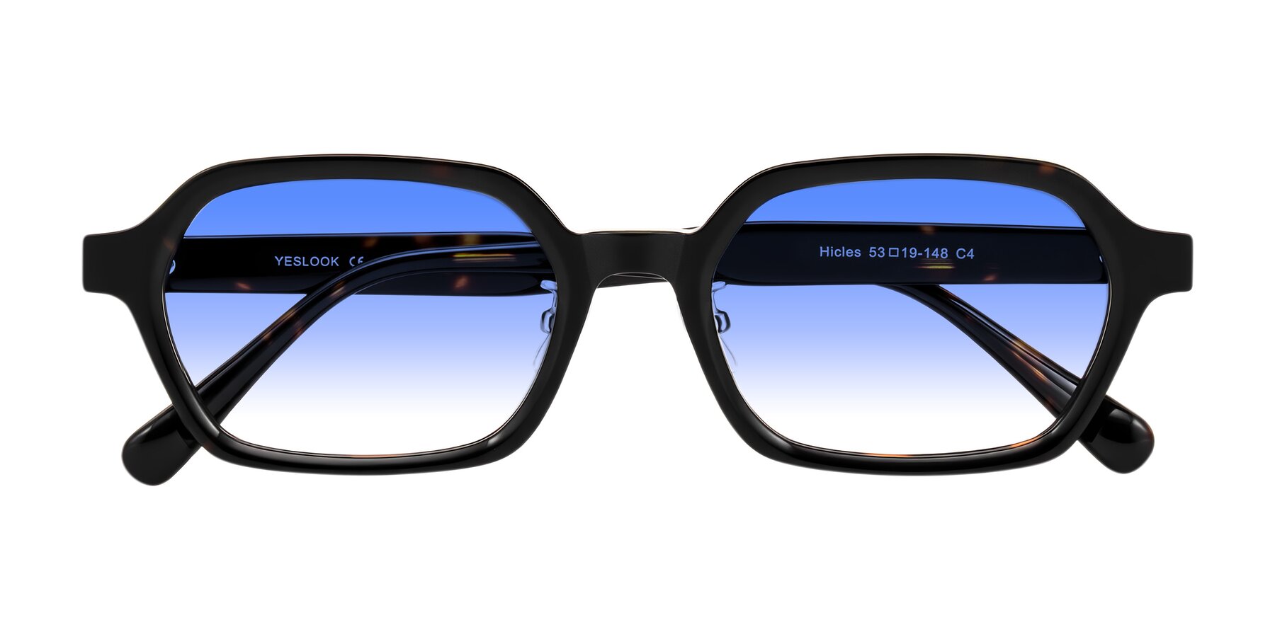 Folded Front of Hicles in Dark Tortoise with Blue Gradient Lenses