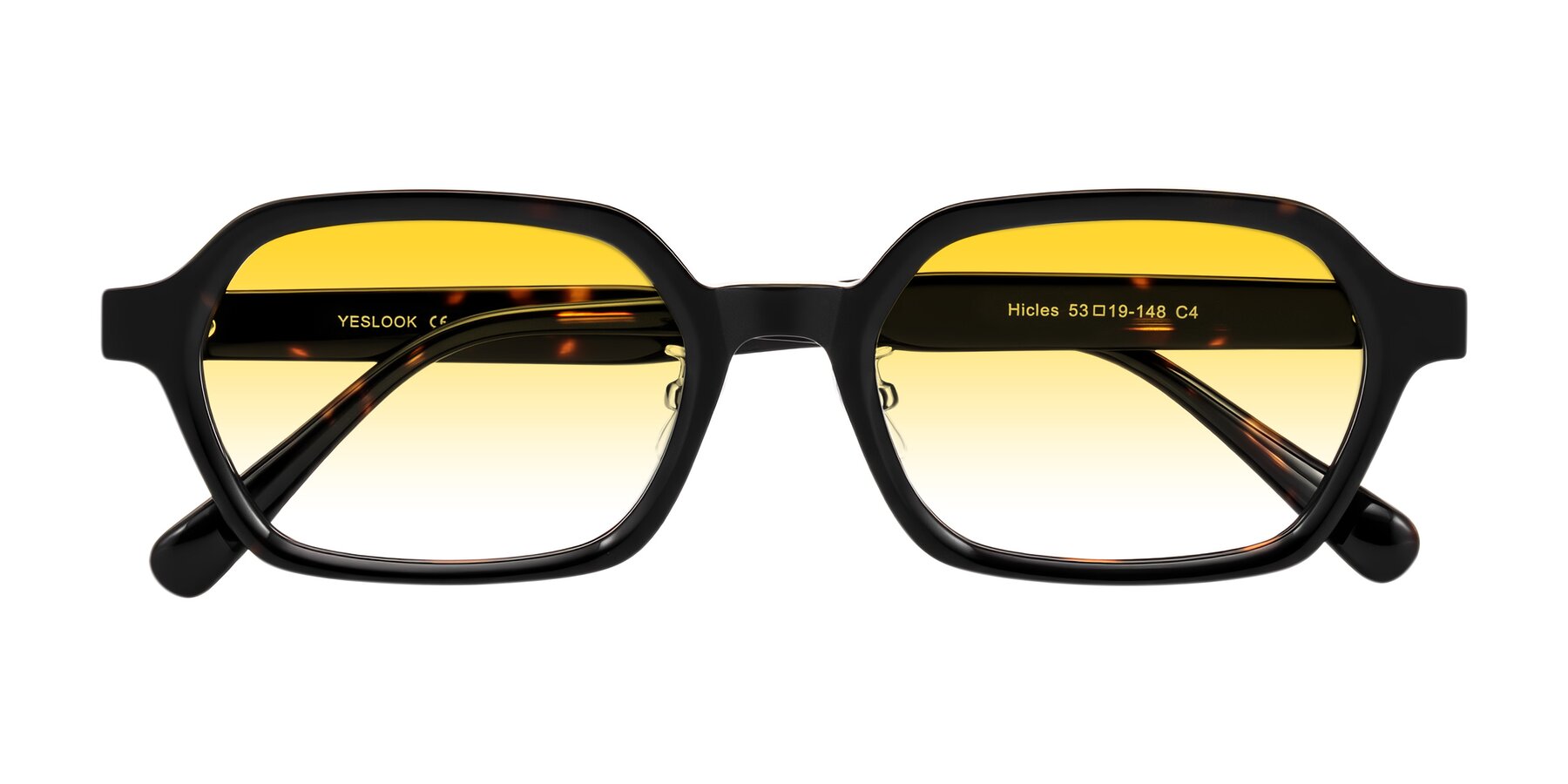 Folded Front of Hicles in Dark Tortoise with Yellow Gradient Lenses