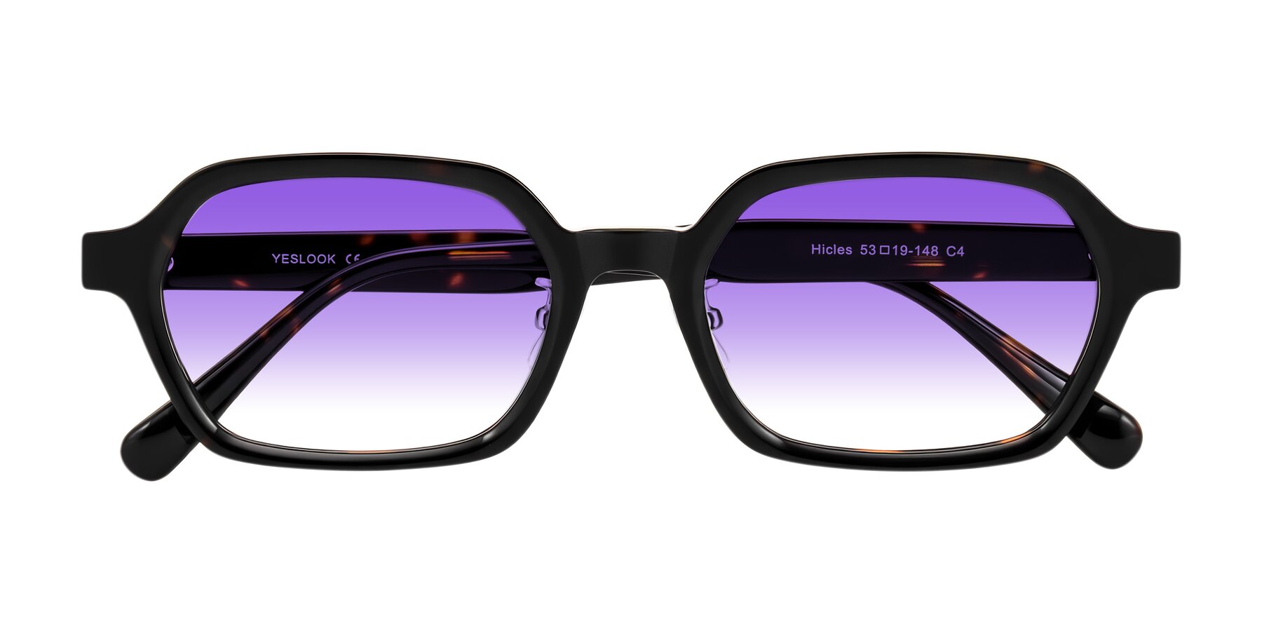 Folded Front of Hicles in Dark Tortoise with Purple Gradient Lenses