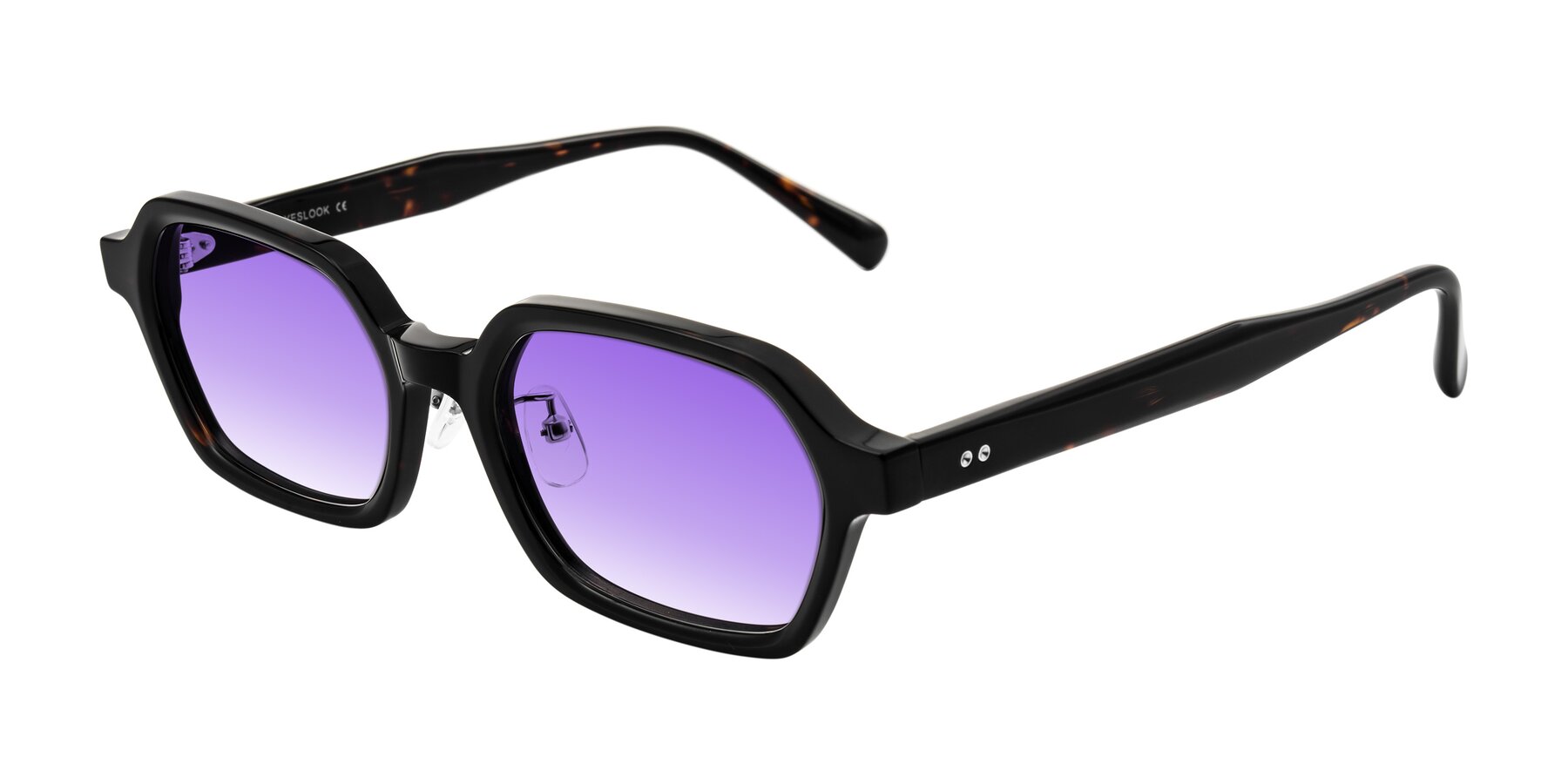 Angle of Hicles in Dark Tortoise with Purple Gradient Lenses