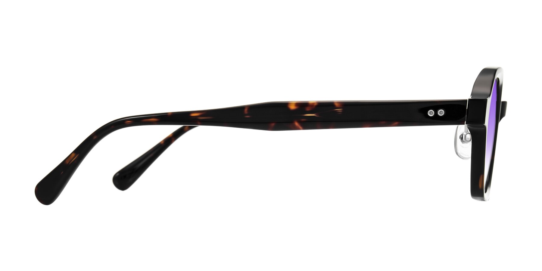 Side of Hicles in Dark Tortoise with Purple Gradient Lenses