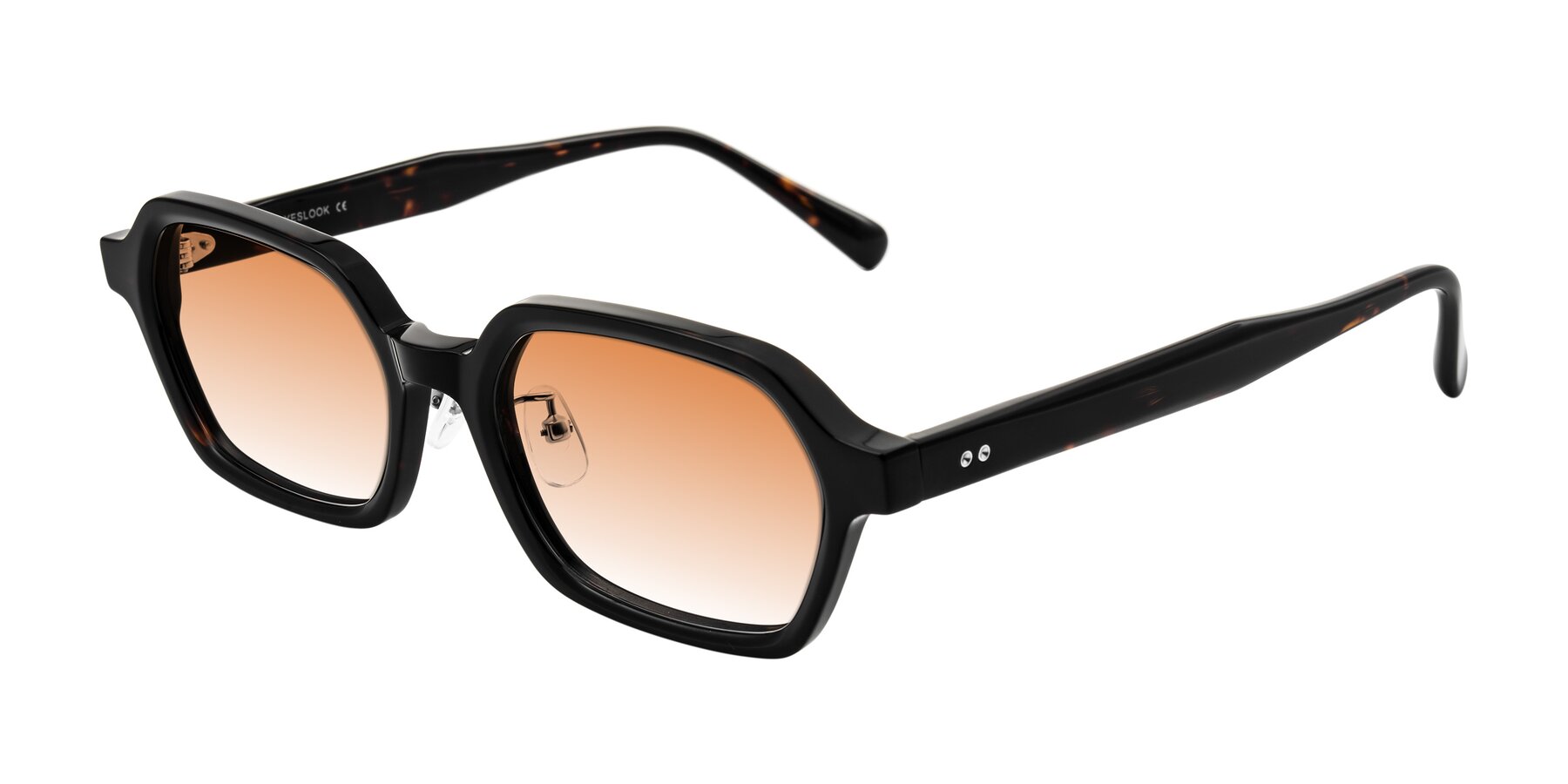 Angle of Hicles in Dark Tortoise with Orange Gradient Lenses