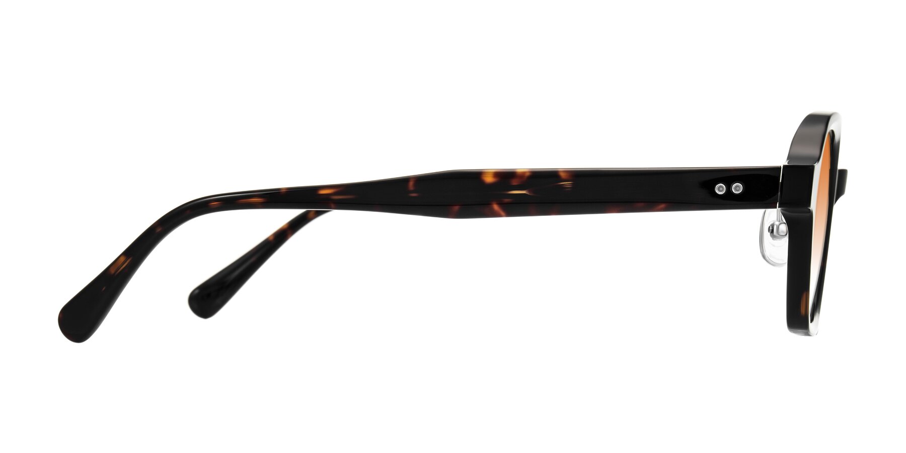 Side of Hicles in Dark Tortoise with Orange Gradient Lenses