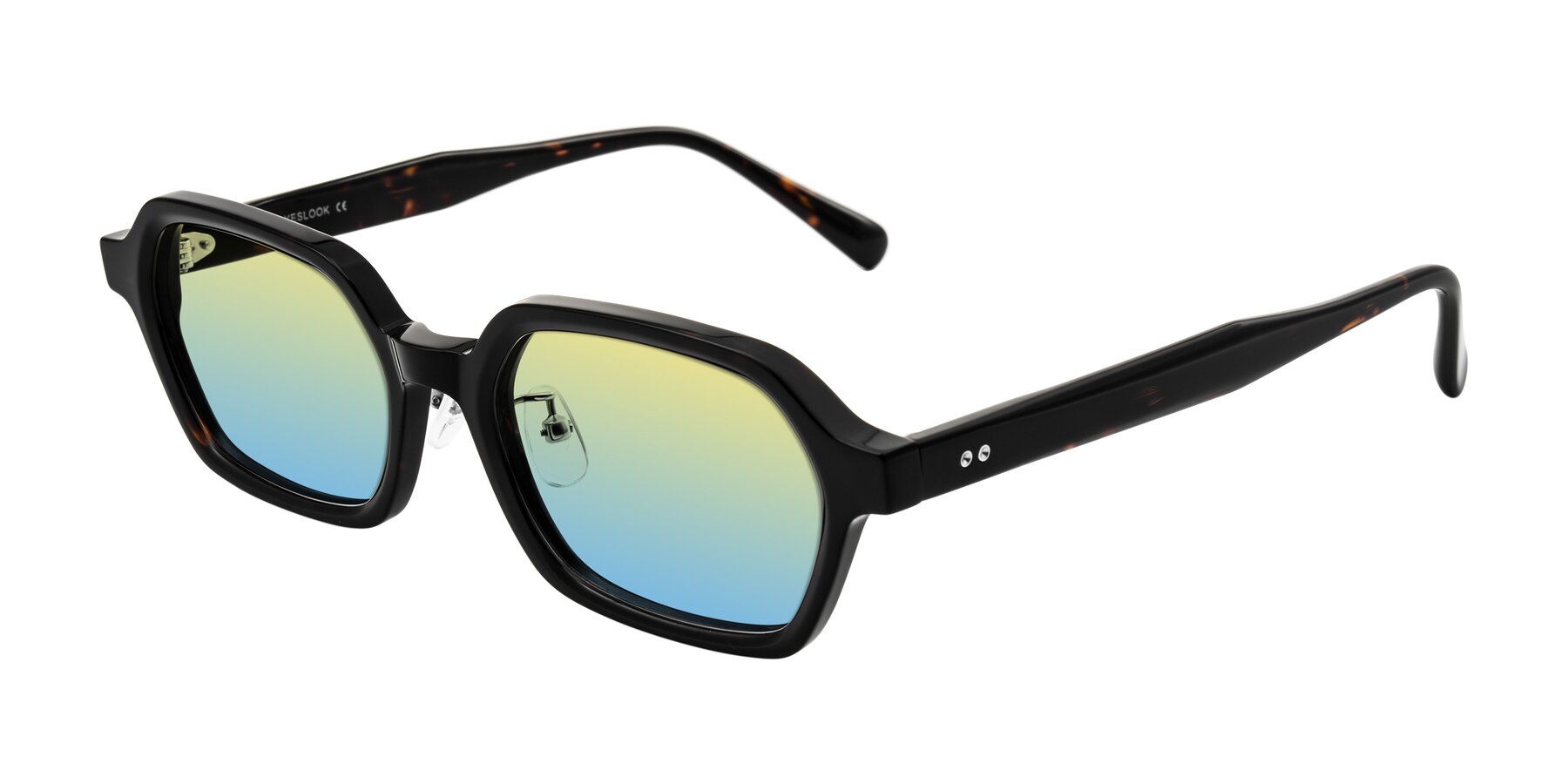 Angle of Hicles in Dark Tortoise with Yellow / Blue Gradient Lenses