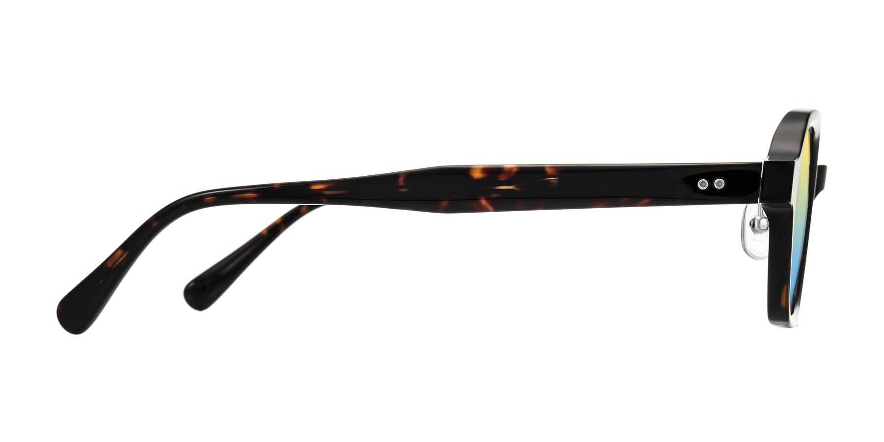 Side of Hicles in Dark Tortoise with Yellow / Blue Gradient Lenses
