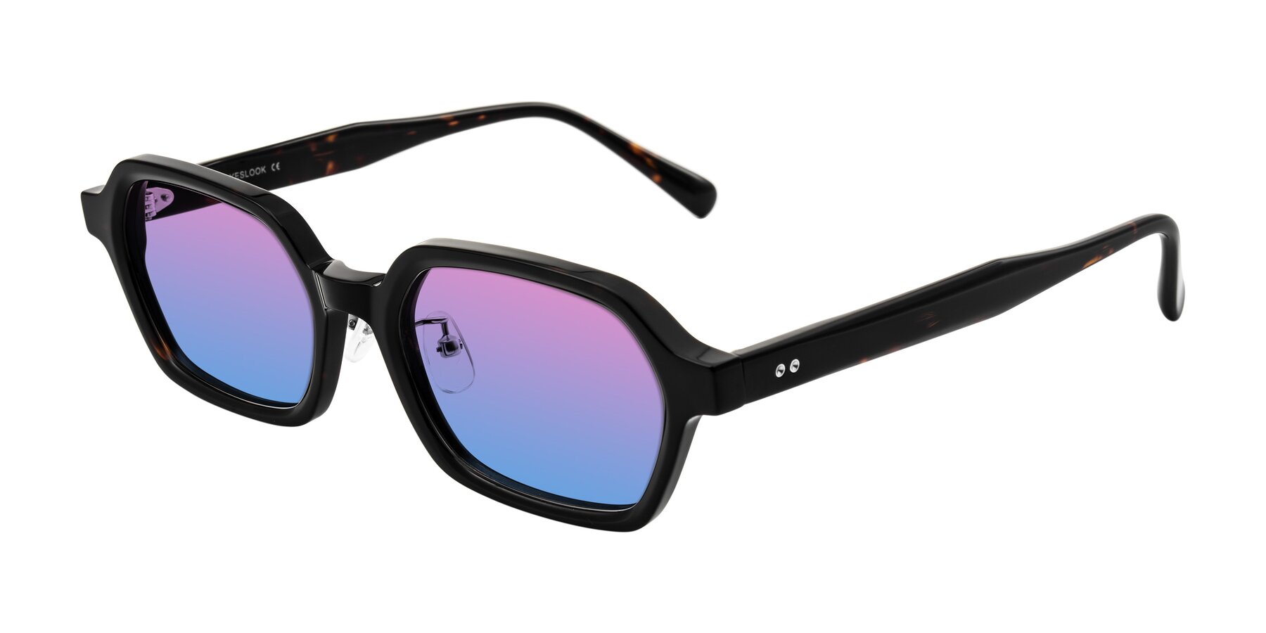 Angle of Hicles in Dark Tortoise with Pink / Blue Gradient Lenses