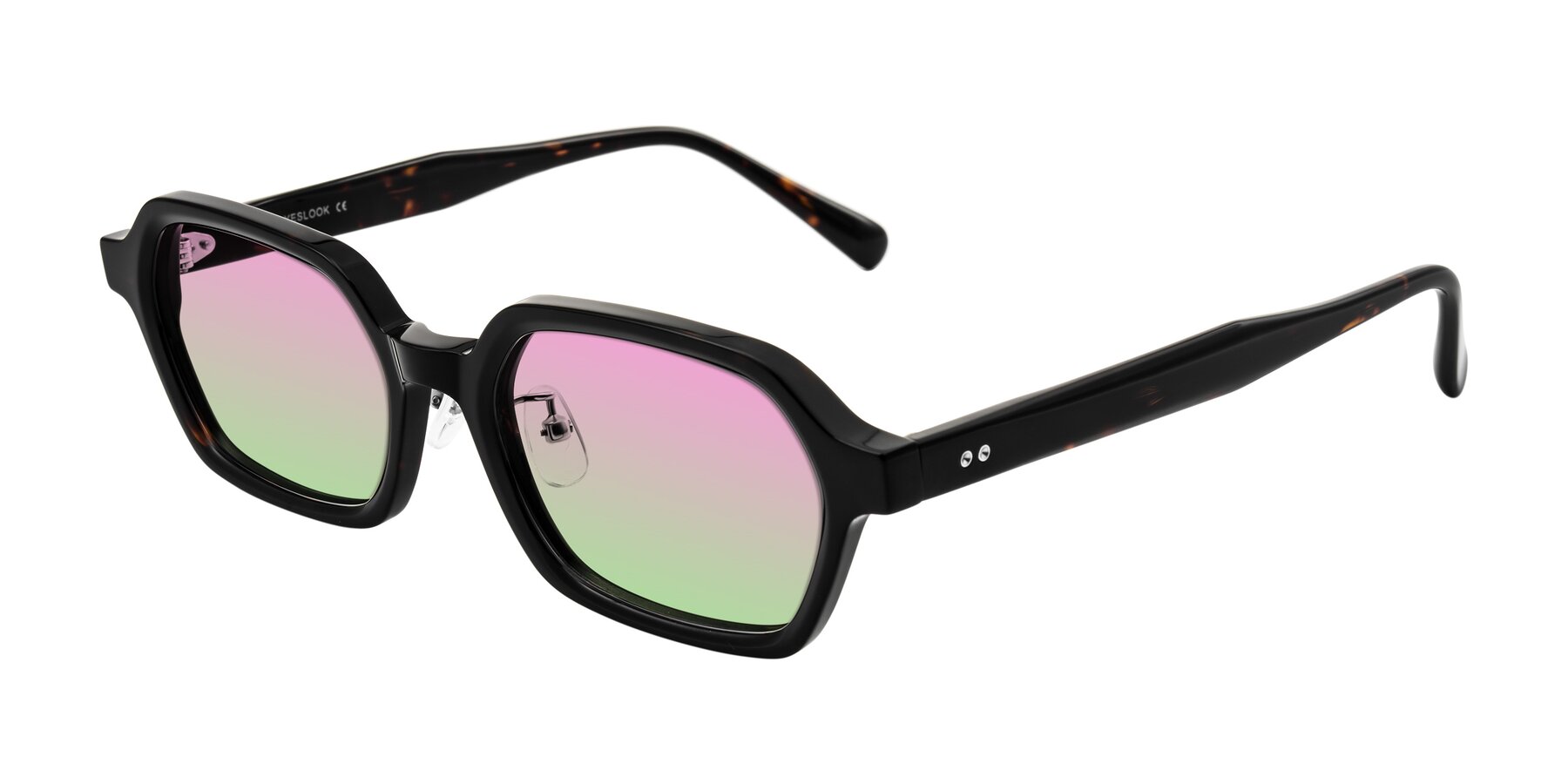 Angle of Hicles in Dark Tortoise with Pink / Green Gradient Lenses