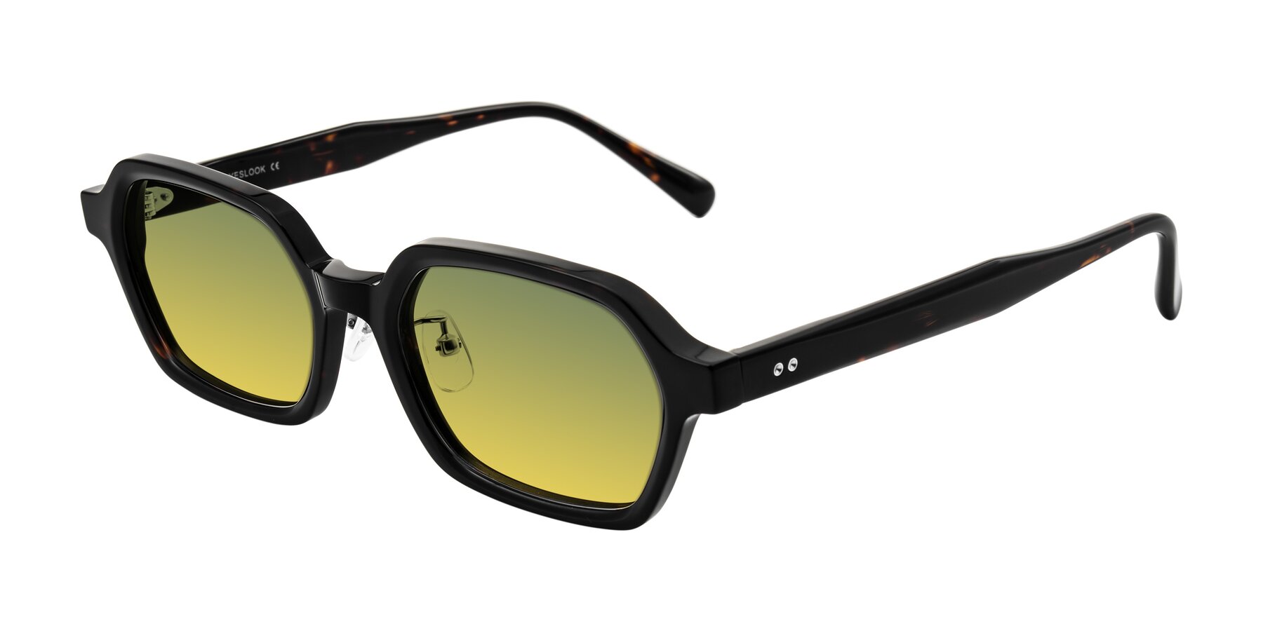 Angle of Hicles in Dark Tortoise with Green / Yellow Gradient Lenses