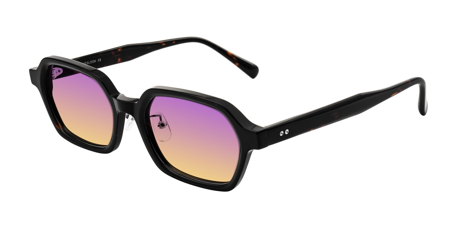 Angle of Hicles in Dark Tortoise with Purple / Yellow Gradient Lenses