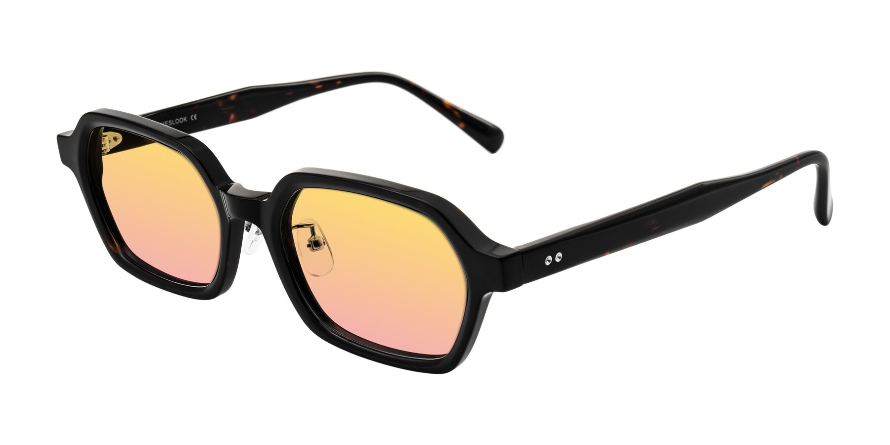 Angle of Hicles in Dark Tortoise with Yellow / Pink Gradient Lenses