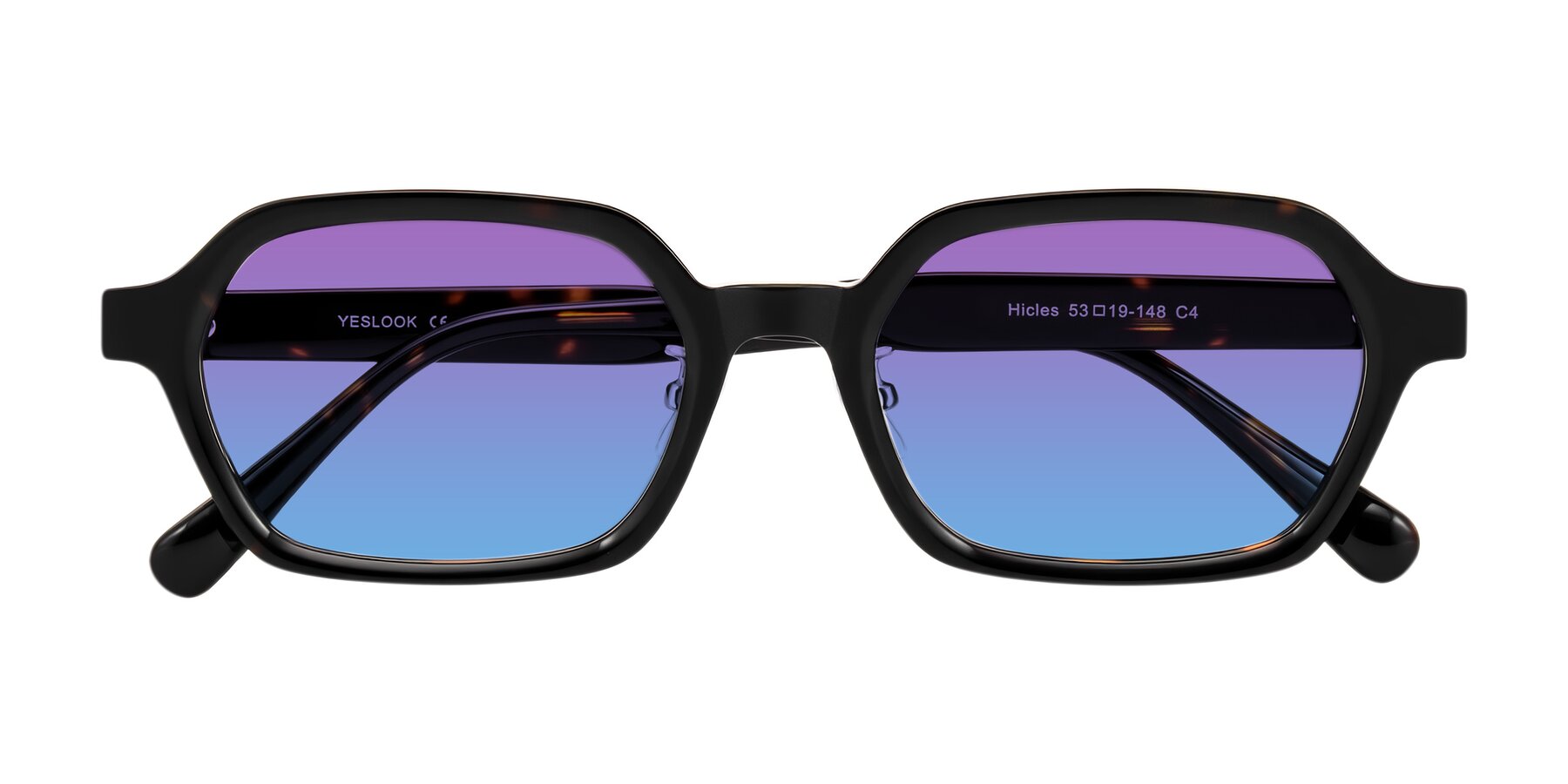 Folded Front of Hicles in Dark Tortoise with Purple / Blue Gradient Lenses