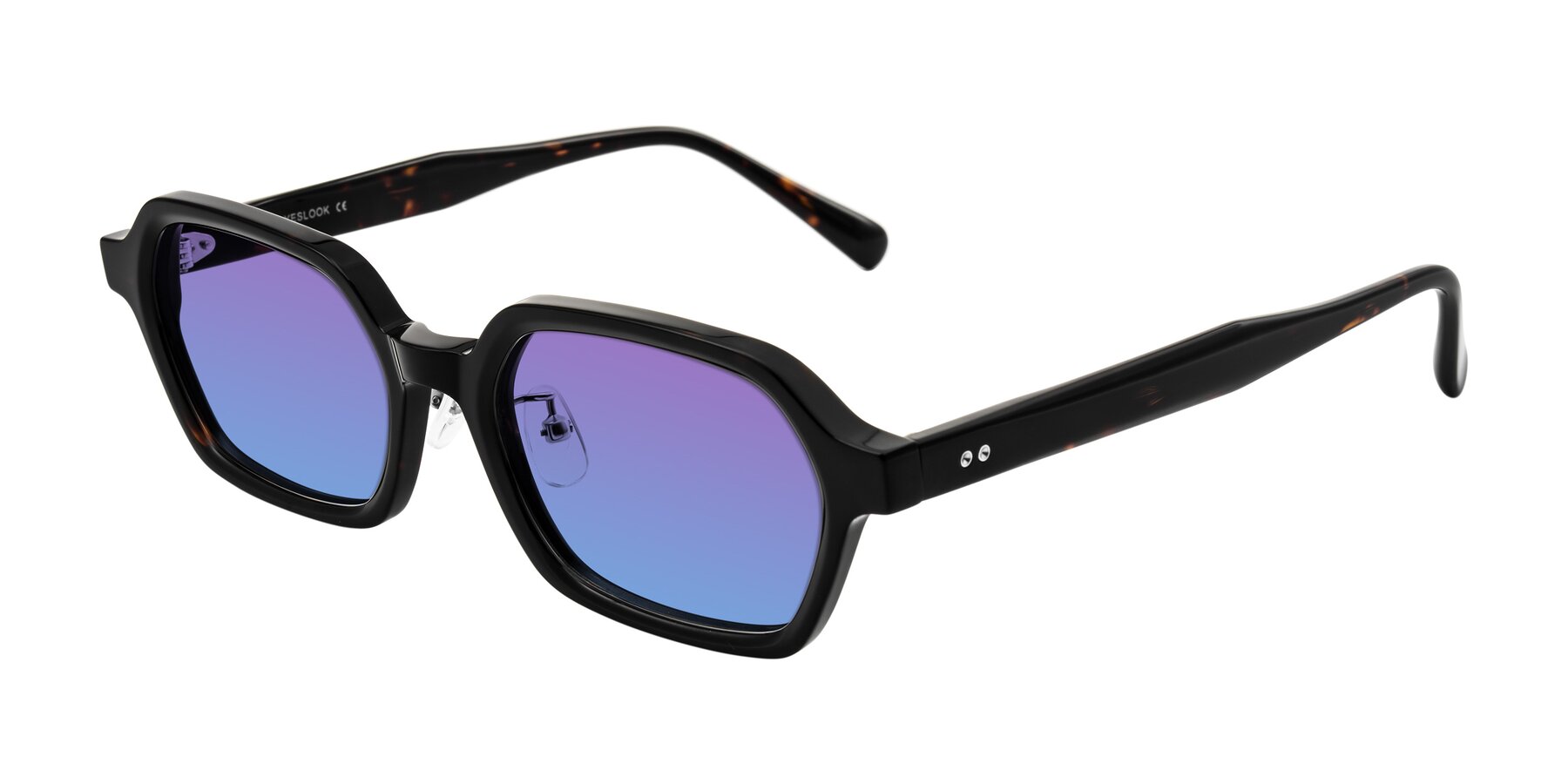Angle of Hicles in Dark Tortoise with Purple / Blue Gradient Lenses