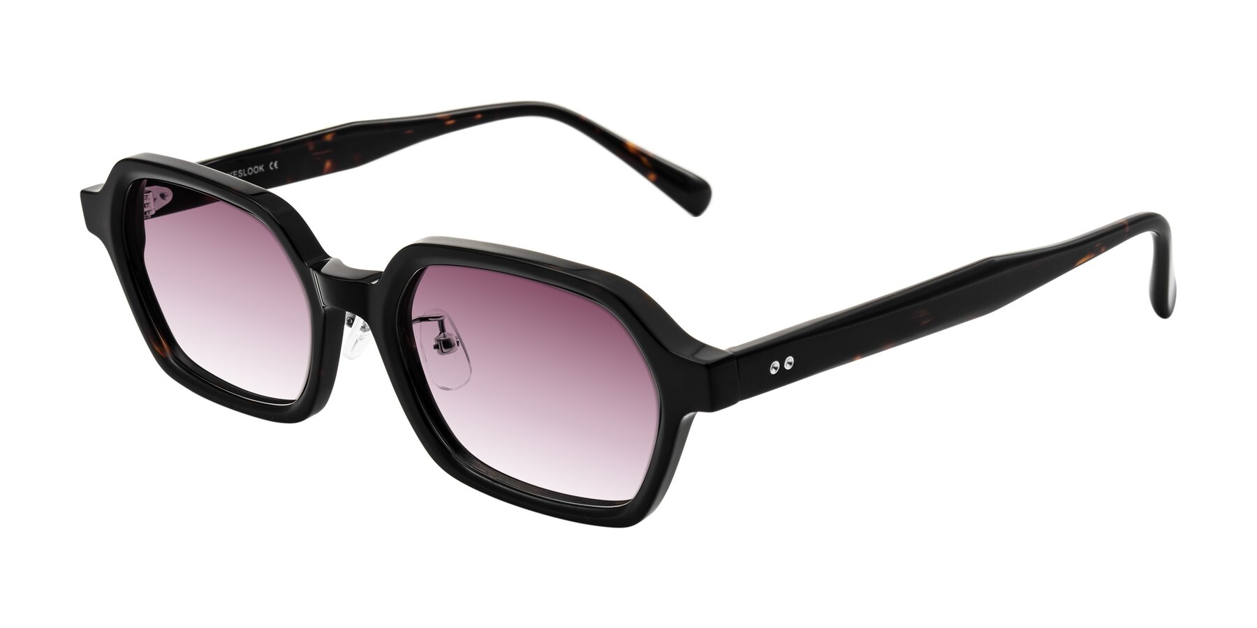 Angle of Hicles in Dark Tortoise with Wine Gradient Lenses