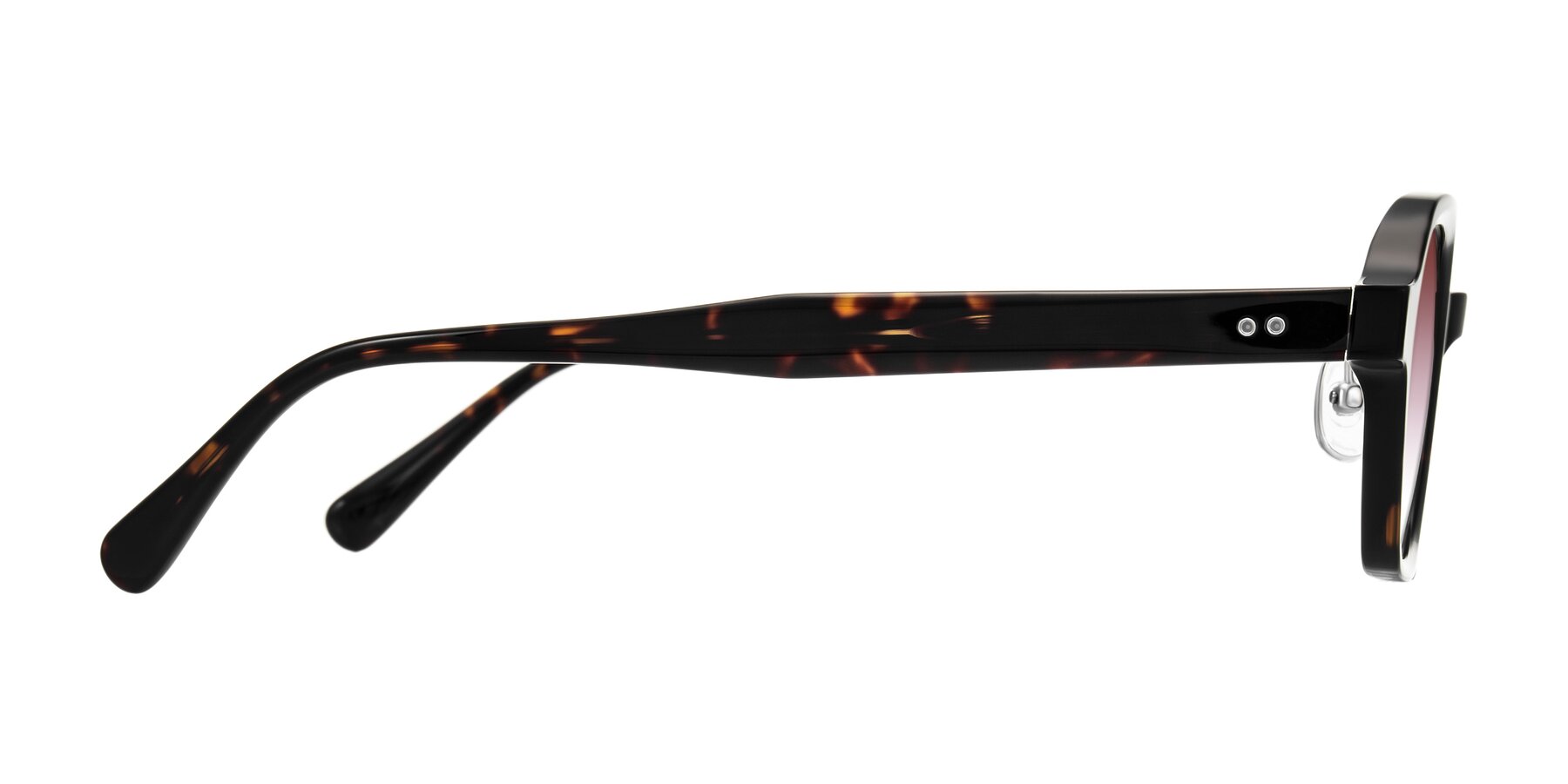 Side of Hicles in Dark Tortoise with Garnet Gradient Lenses