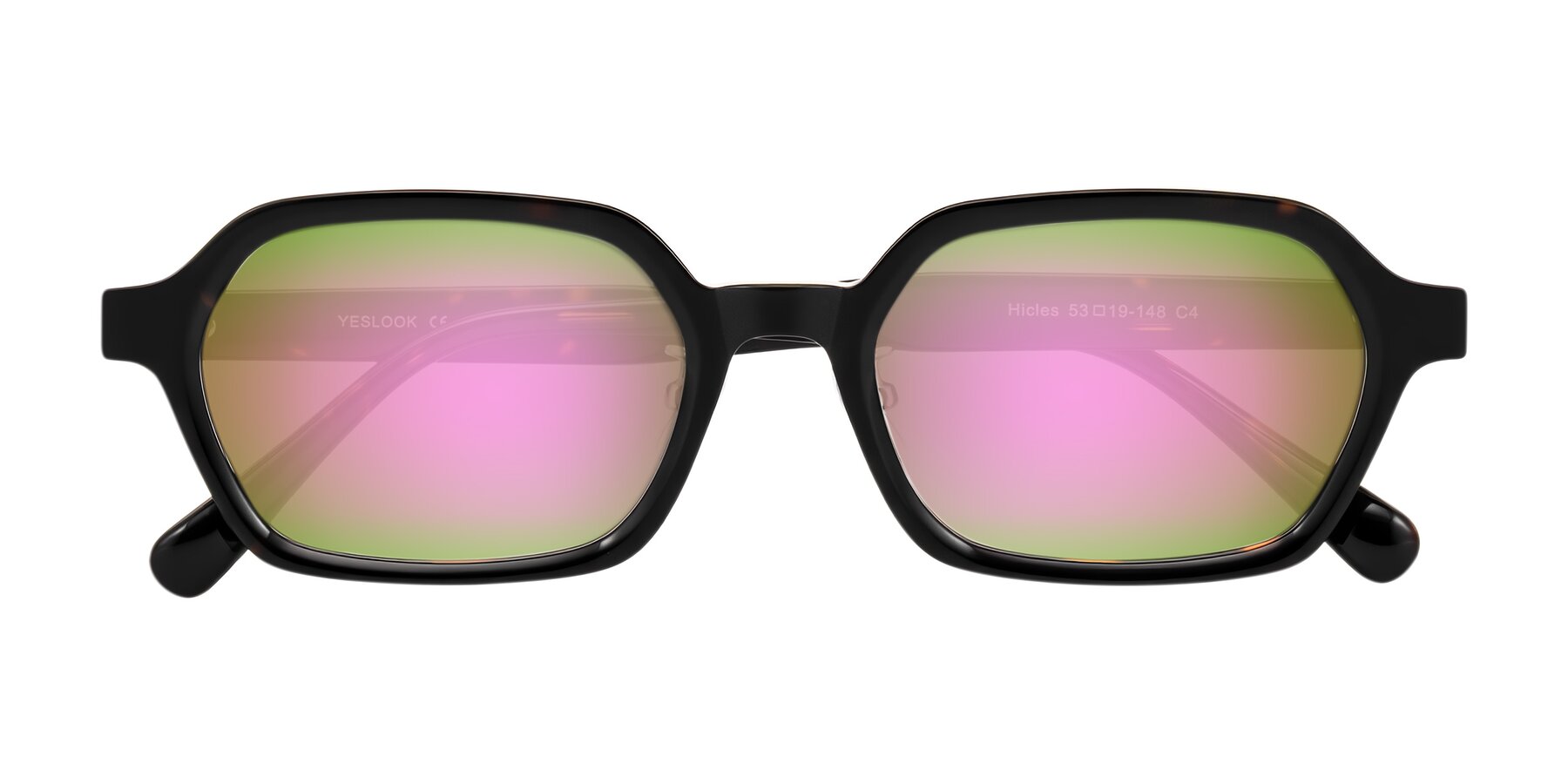Folded Front of Hicles in Dark Tortoise with Pink Mirrored Lenses