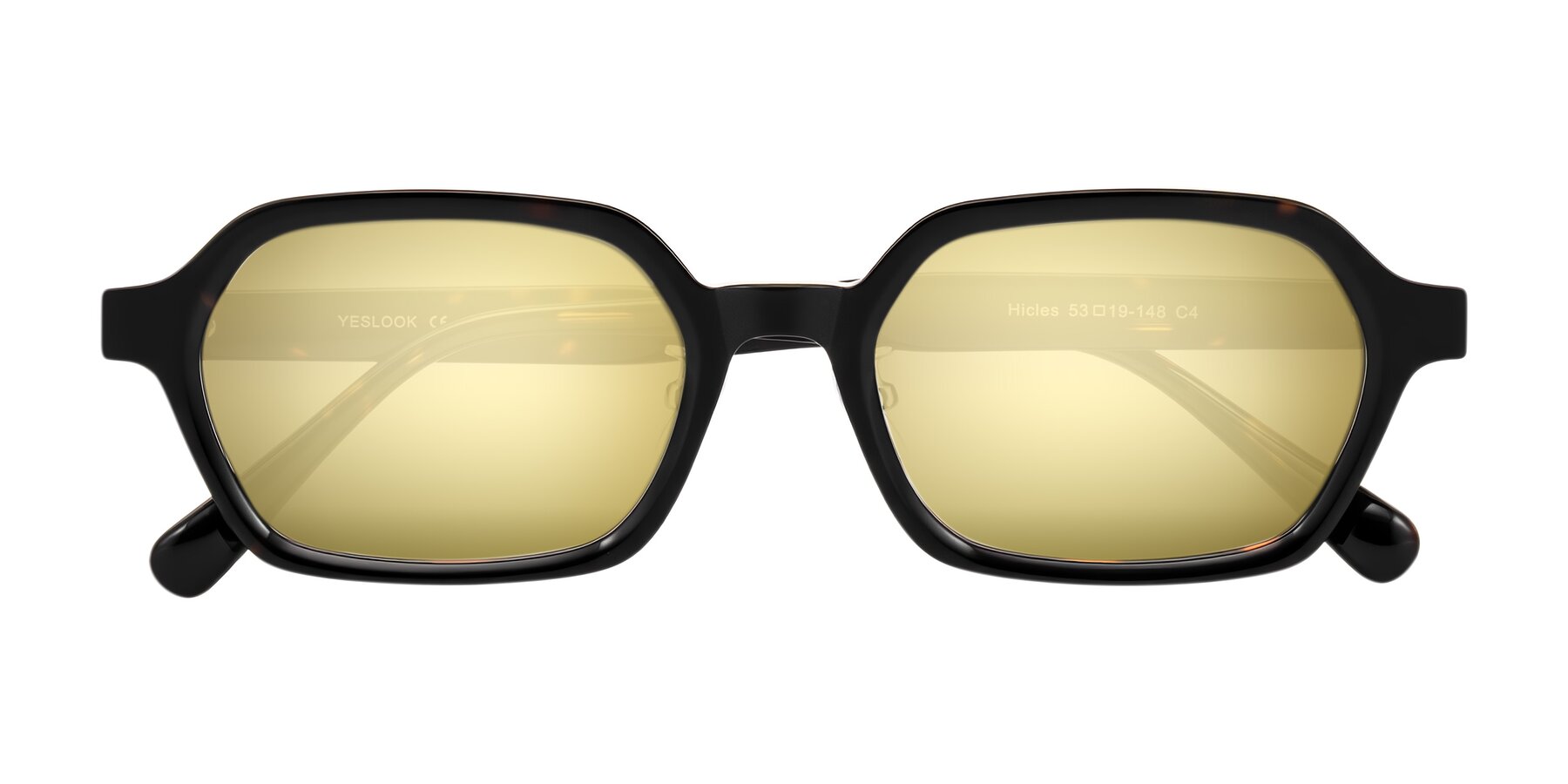 Folded Front of Hicles in Dark Tortoise with Gold Mirrored Lenses