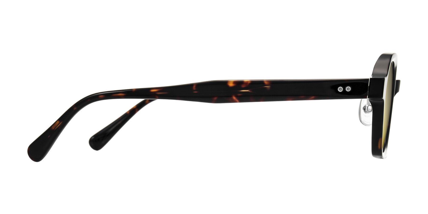 Side of Hicles in Dark Tortoise with Gold Mirrored Lenses