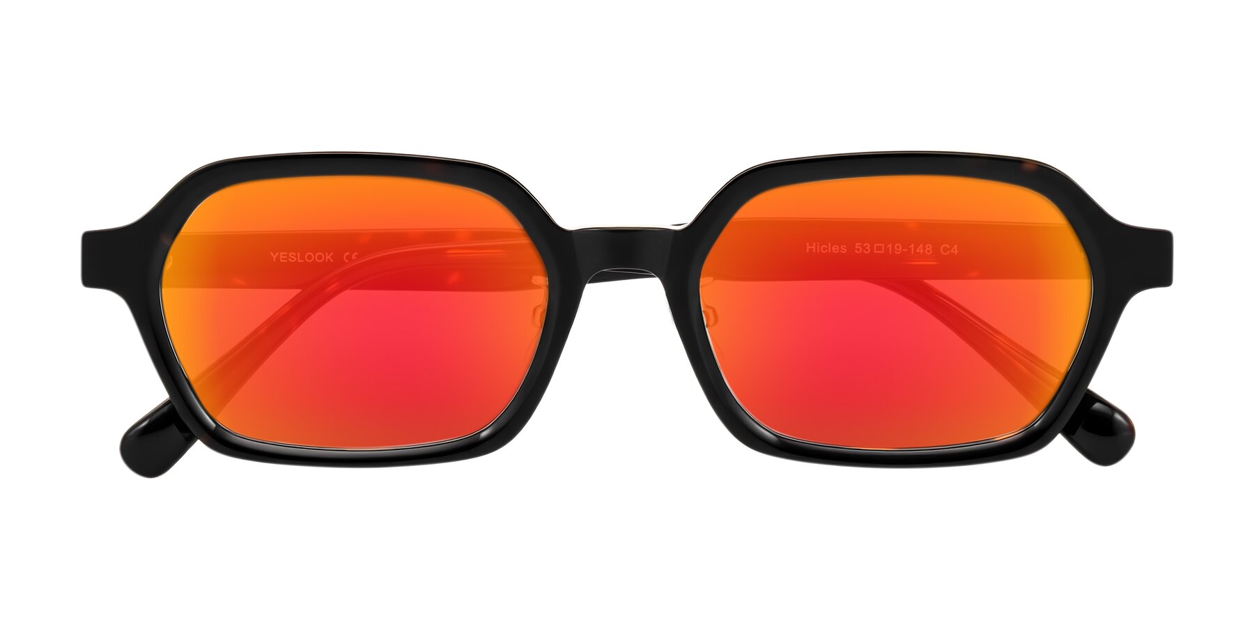 Folded Front of Hicles in Dark Tortoise with Red Gold Mirrored Lenses