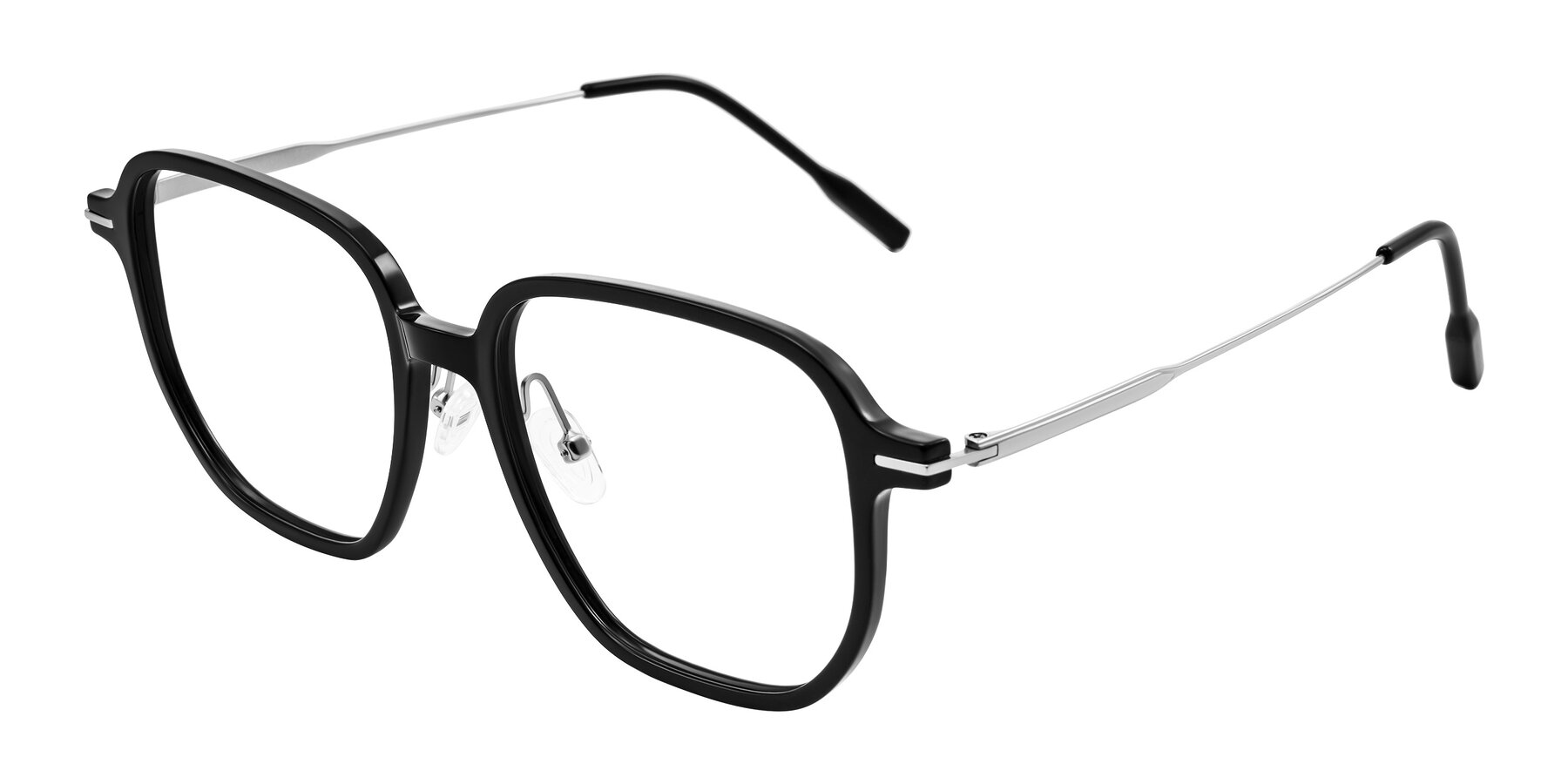 Angle of Tulsah in Black with Clear Eyeglass Lenses