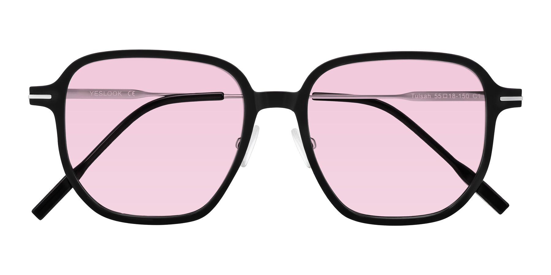 Folded Front of Tulsah in Black with Light Pink Tinted Lenses