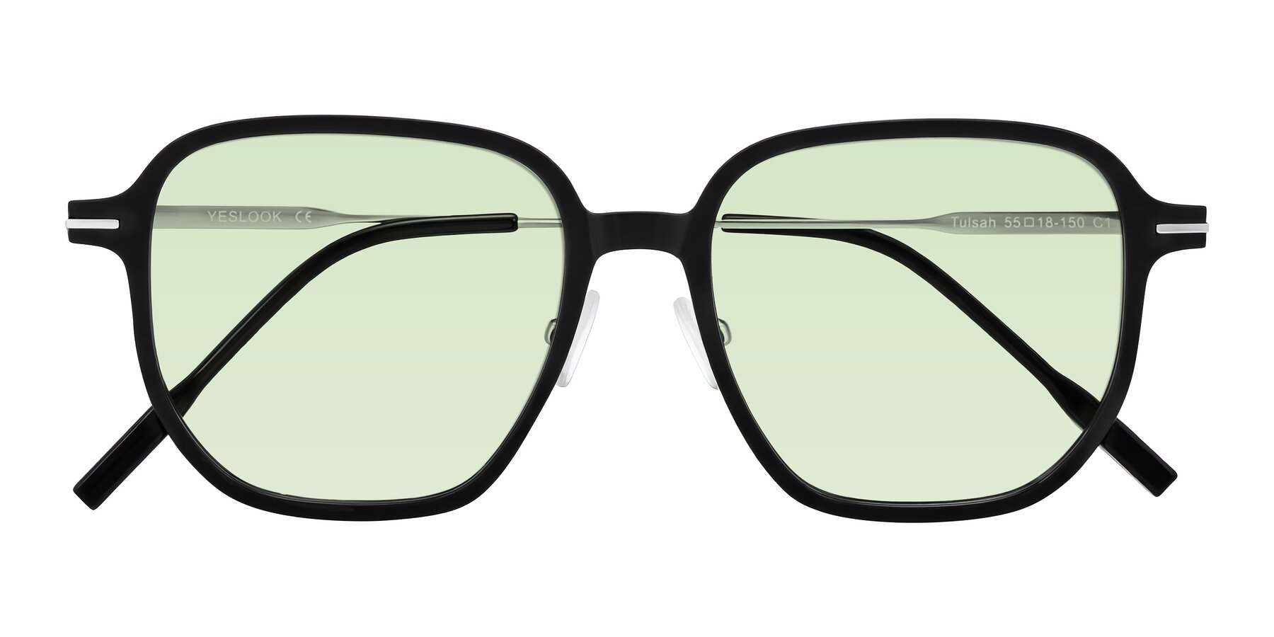 Folded Front of Tulsah in Black with Light Green Tinted Lenses