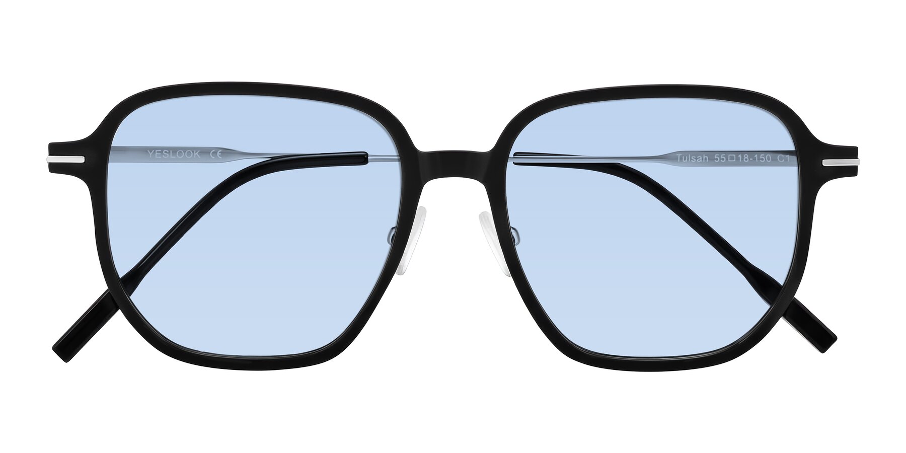 Folded Front of Tulsah in Black with Light Blue Tinted Lenses