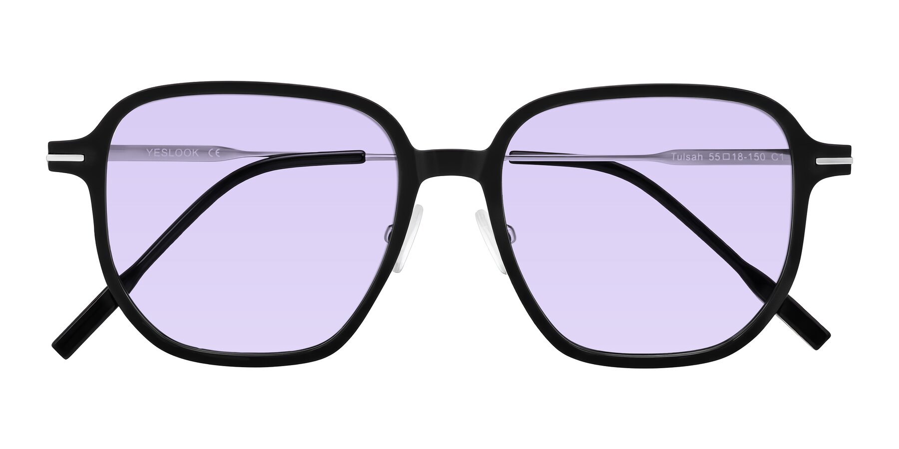 Folded Front of Tulsah in Black with Light Purple Tinted Lenses