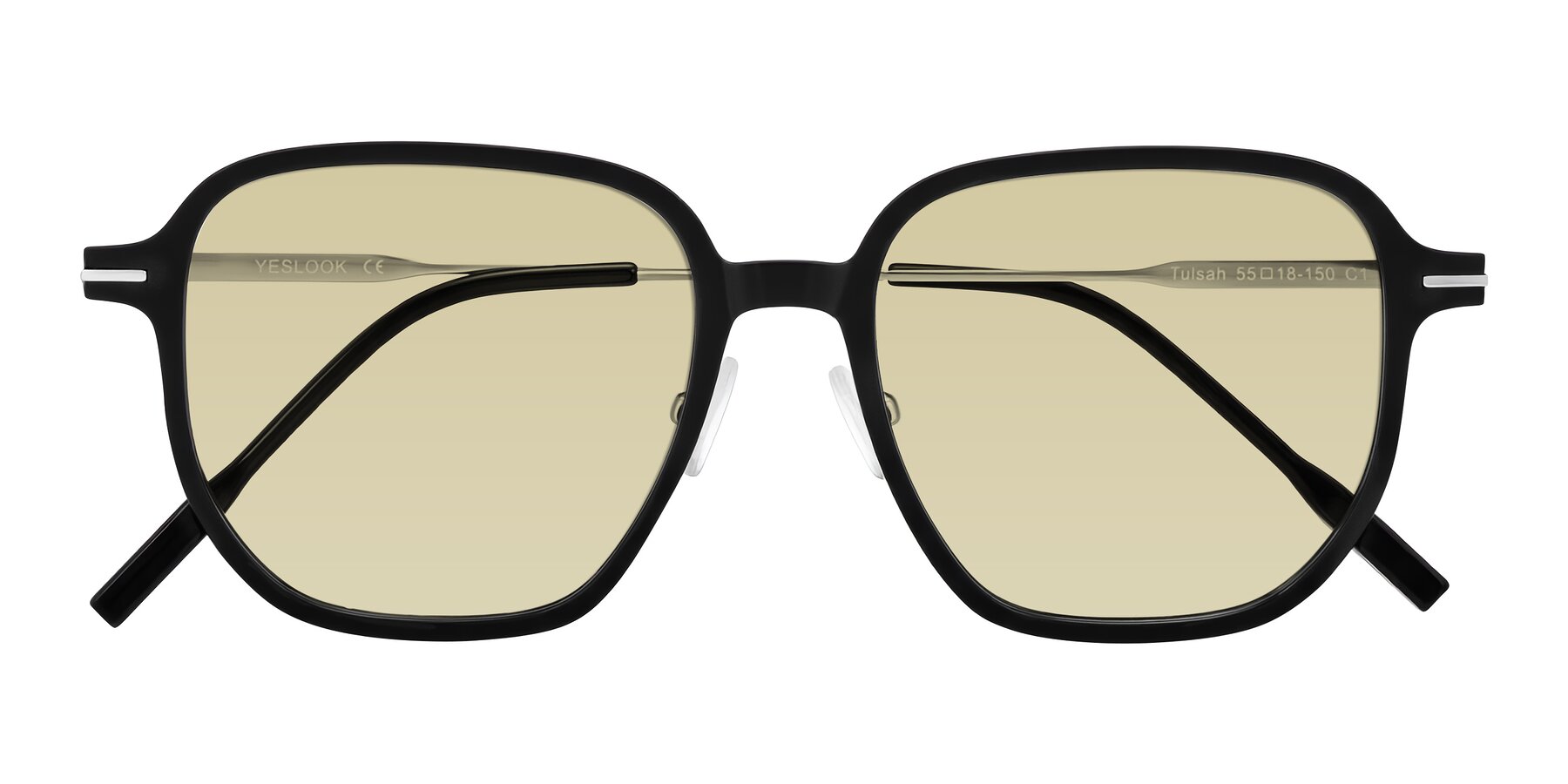 Folded Front of Tulsah in Black with Light Champagne Tinted Lenses