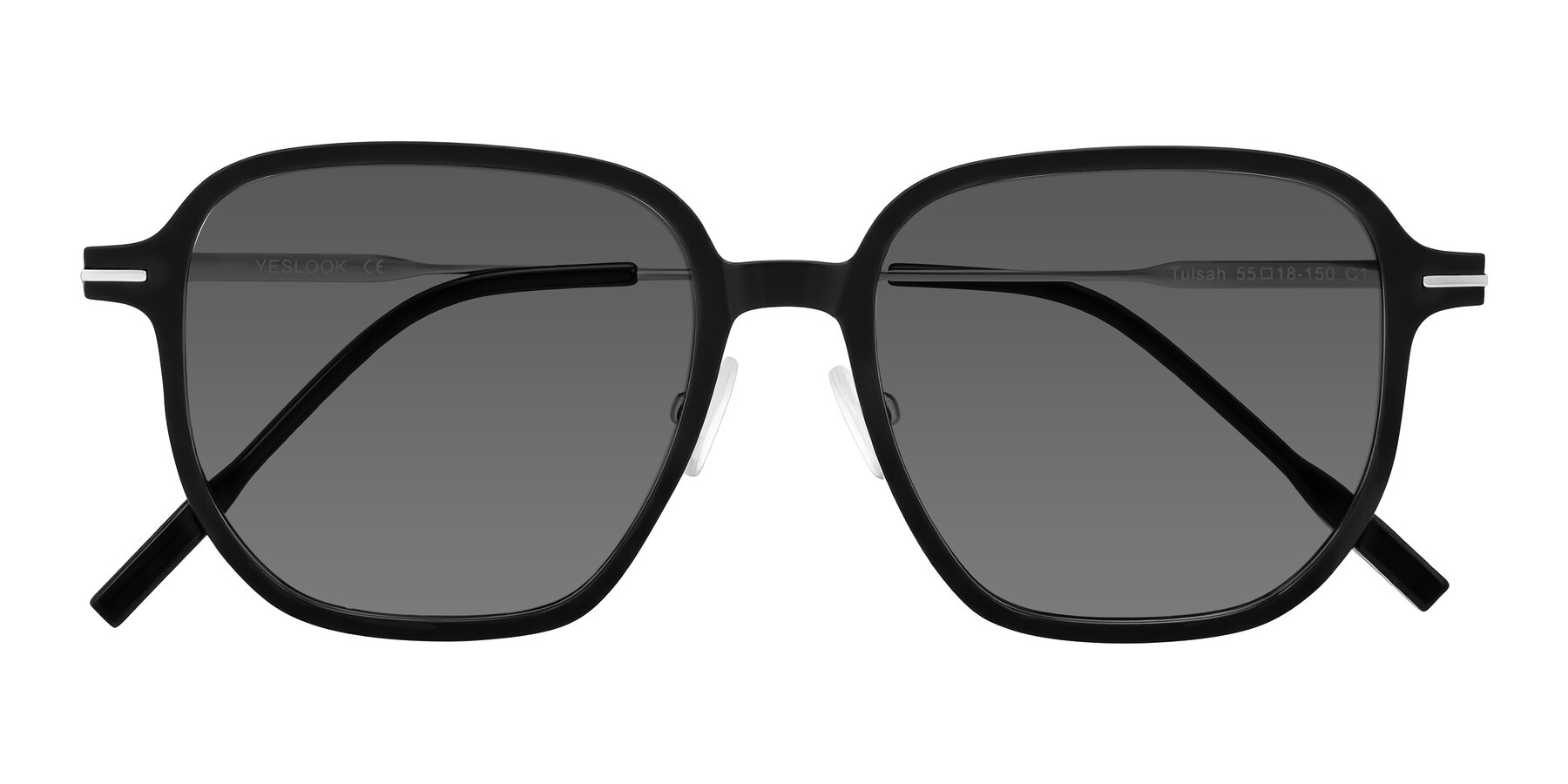 Folded Front of Tulsah in Black with Medium Gray Tinted Lenses