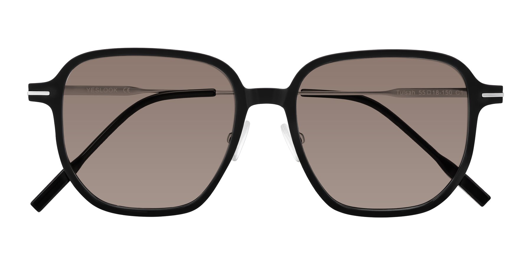 Folded Front of Tulsah in Black with Medium Brown Tinted Lenses