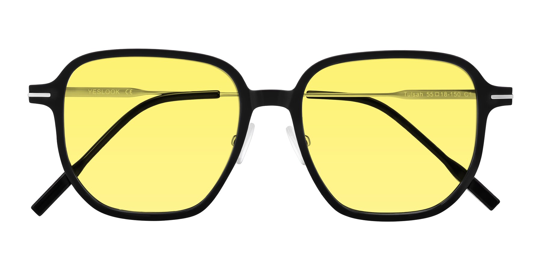 Folded Front of Tulsah in Black with Medium Yellow Tinted Lenses
