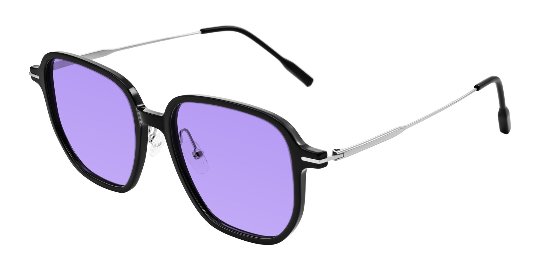 Angle of Tulsah in Black with Medium Purple Tinted Lenses