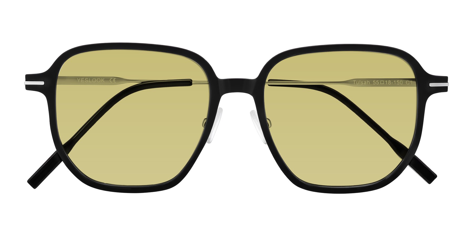 Folded Front of Tulsah in Black with Medium Champagne Tinted Lenses