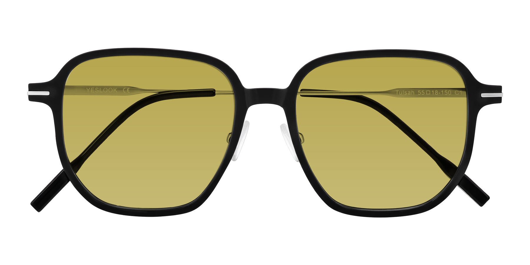 Folded Front of Tulsah in Black with Champagne Tinted Lenses