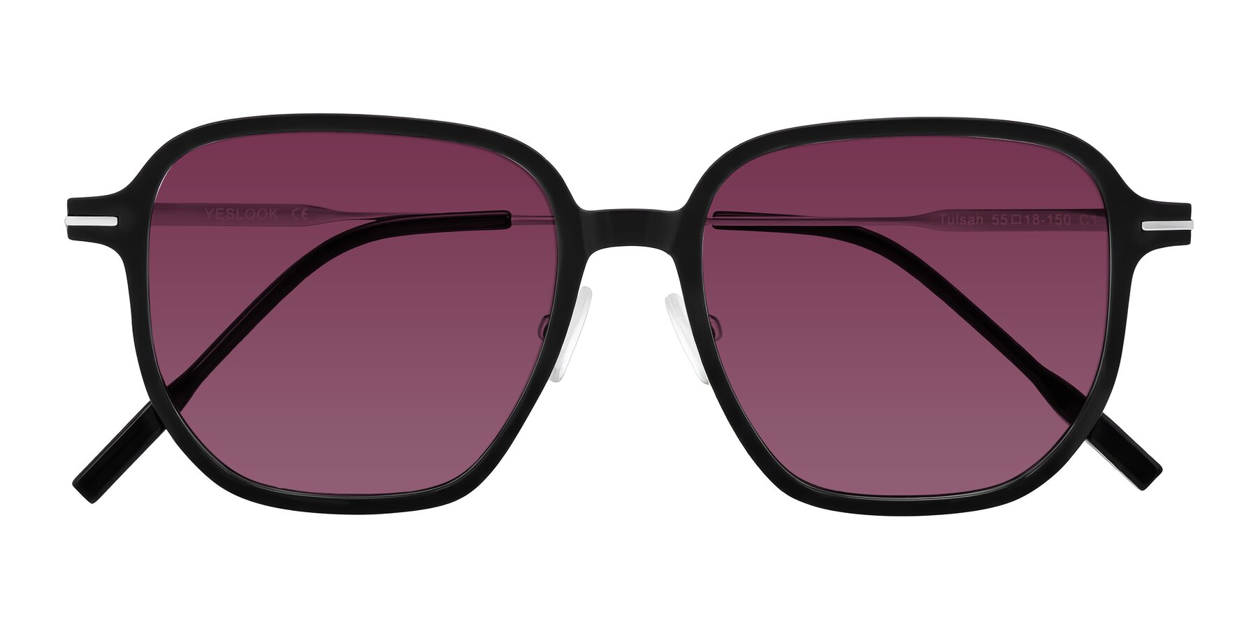 Folded Front of Tulsah in Black with Wine Tinted Lenses