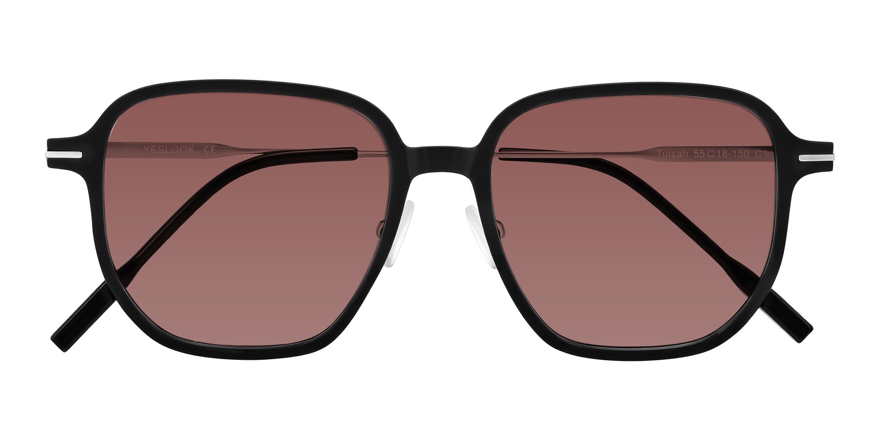 Folded Front of Tulsah in Black with Garnet Tinted Lenses