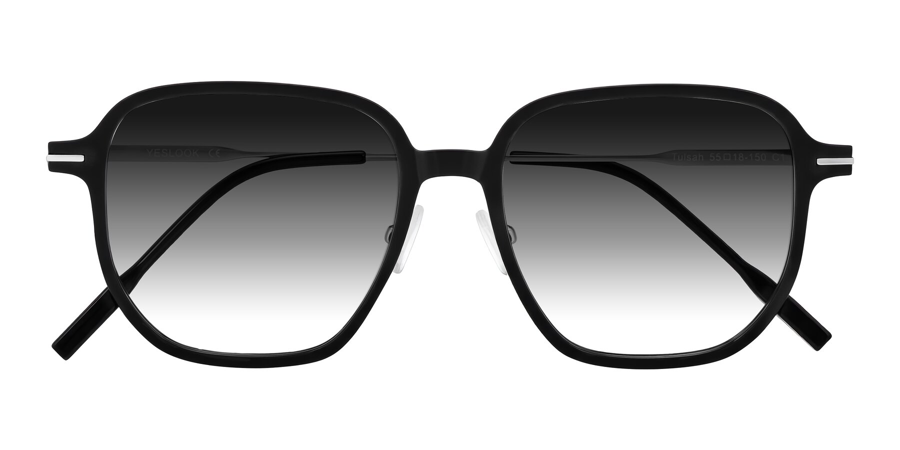 Folded Front of Tulsah in Black with Gray Gradient Lenses