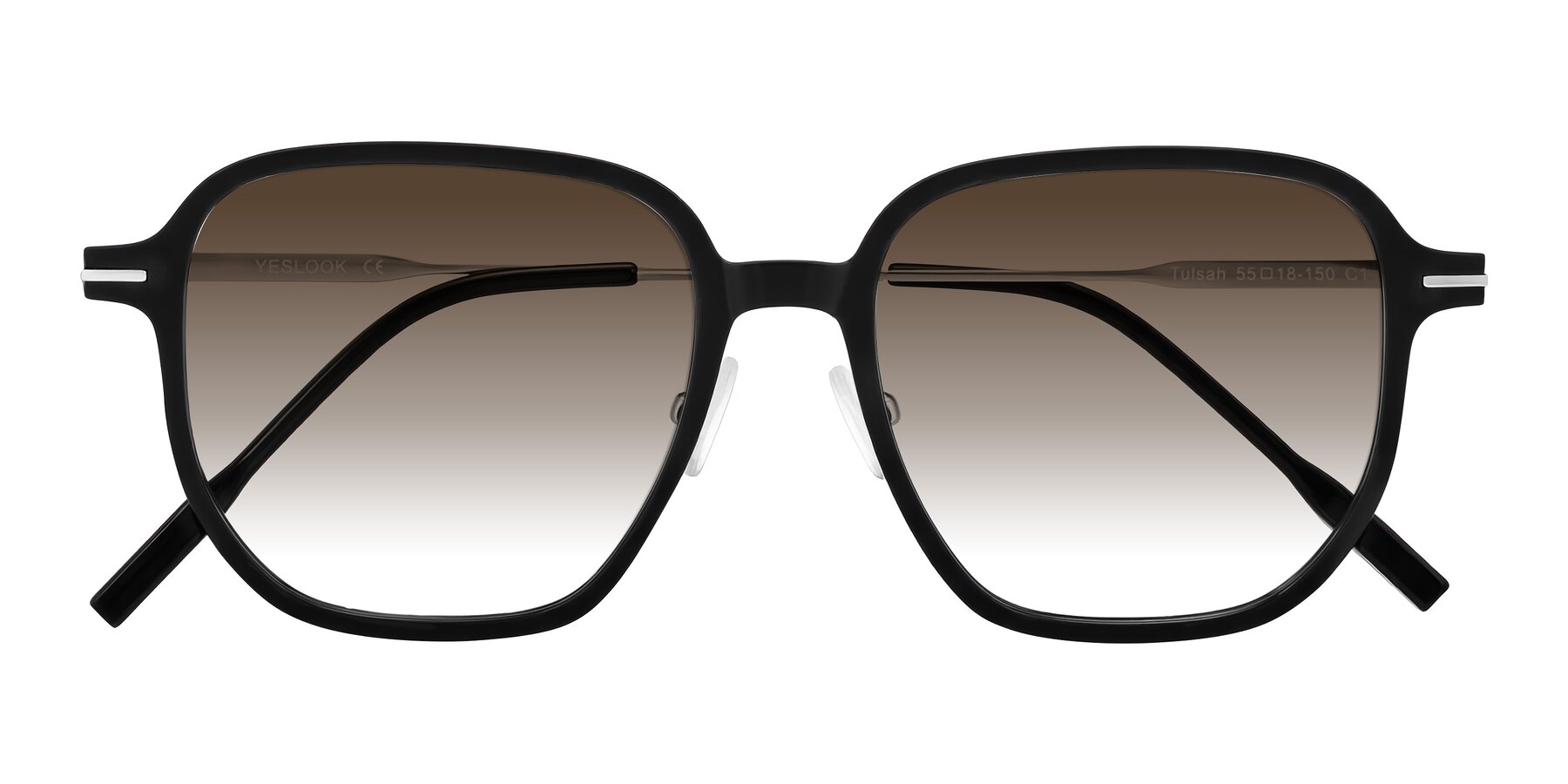 Folded Front of Tulsah in Black with Brown Gradient Lenses